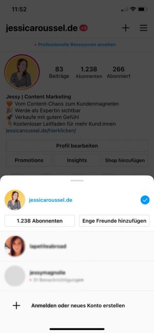 instagram business account mehrere accounts verwalten